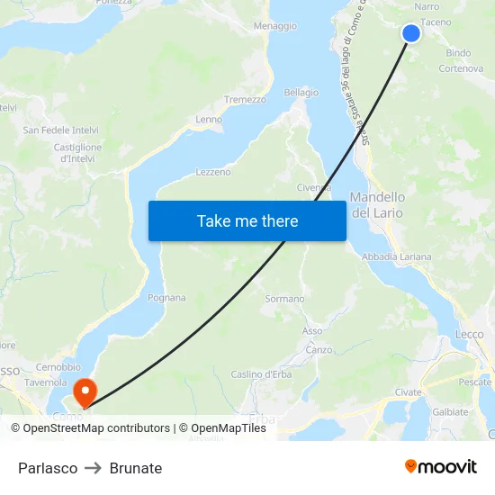 Parlasco to Brunate map
