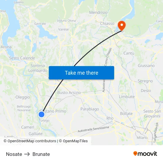 Nosate to Brunate map