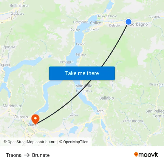 Traona to Brunate map