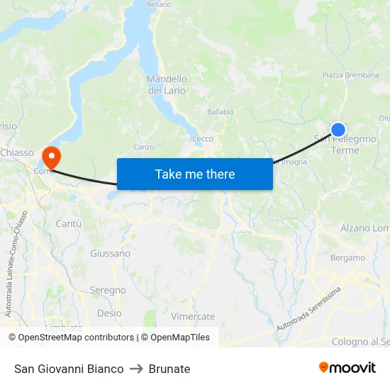 San Giovanni Bianco to Brunate map