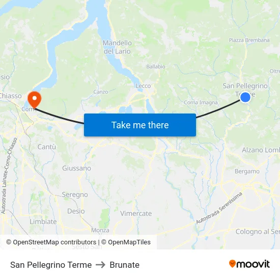 San Pellegrino Terme to Brunate map