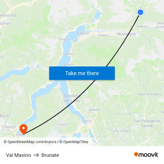 Val Masino to Brunate map