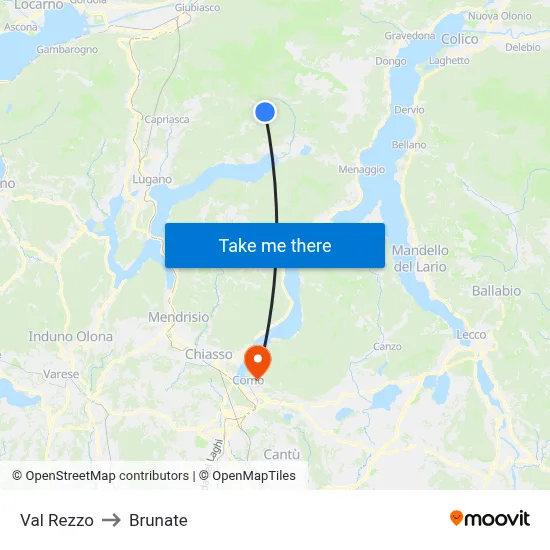 Val Rezzo to Brunate map