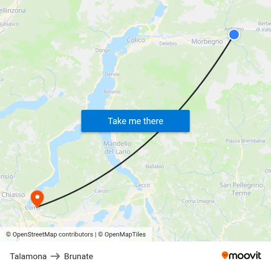 Talamona to Brunate map