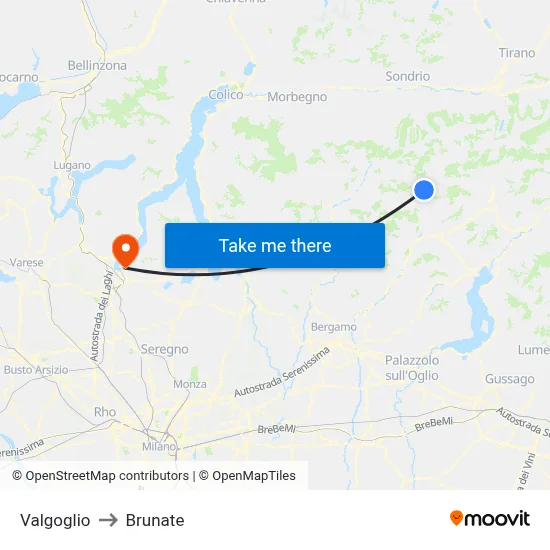 Valgoglio to Brunate map