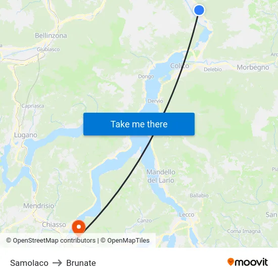 Samolaco to Brunate map