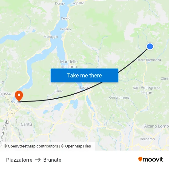 Piazzatorre to Brunate map
