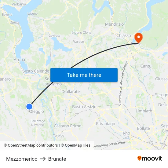 Mezzomerico to Brunate map