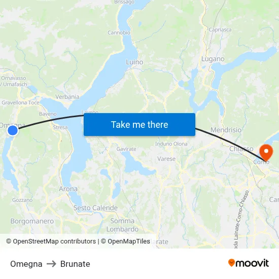 Omegna to Brunate map
