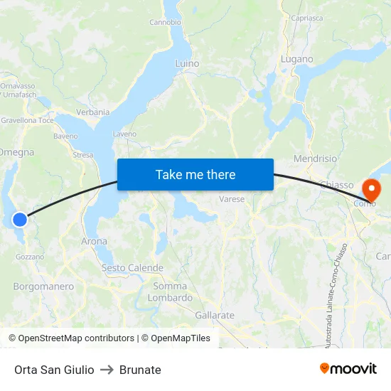 Orta San Giulio to Brunate map