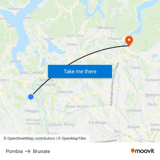 Pombia to Brunate map