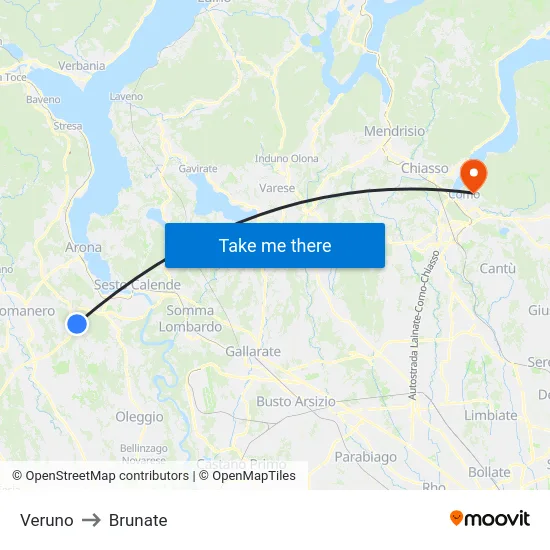 Veruno to Brunate map