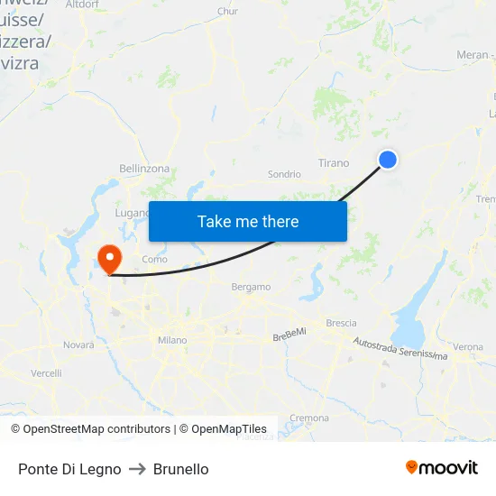 Ponte Di Legno to Brunello map