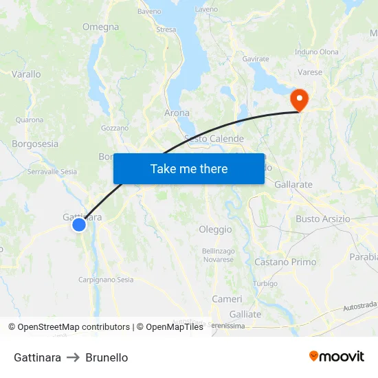 Gattinara to Brunello map