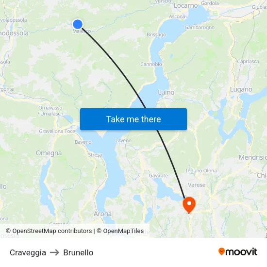 Craveggia to Brunello map