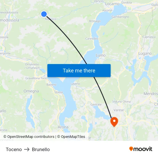 Toceno to Brunello map