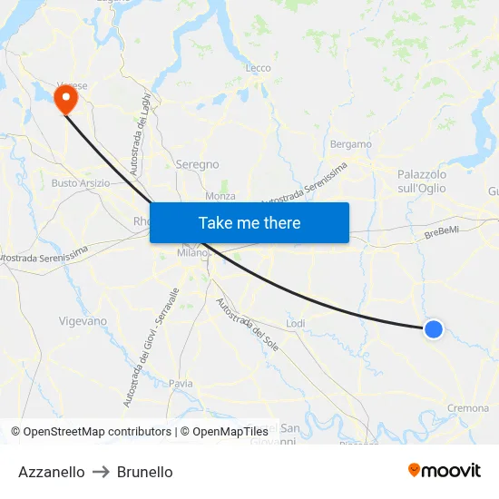 Azzanello to Brunello map