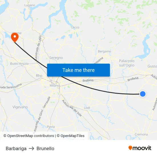 Barbariga to Brunello map