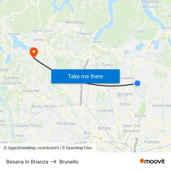 Besana In Brianza to Brunello map