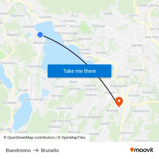 Biandronno to Brunello map