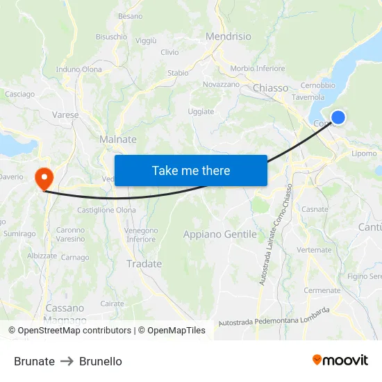 Brunate to Brunello map