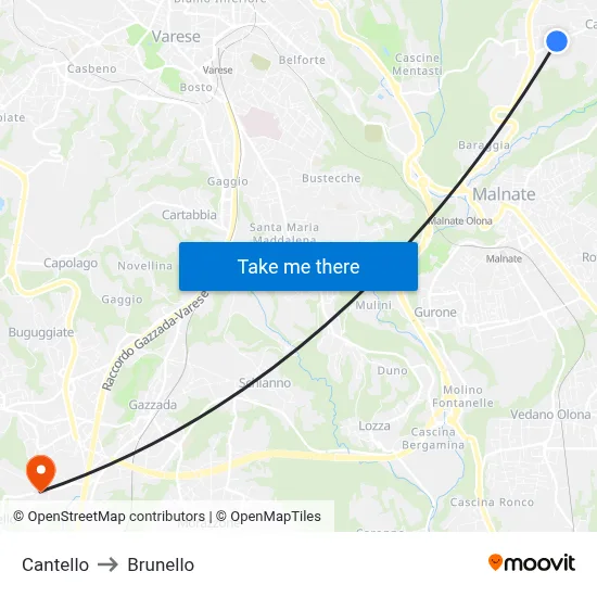 Cantello to Brunello map