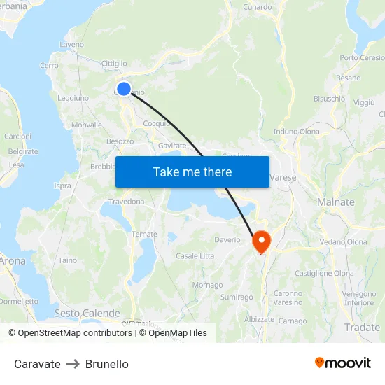 Caravate to Brunello map
