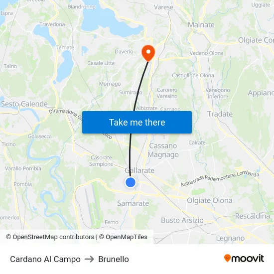 Cardano Al Campo to Brunello map