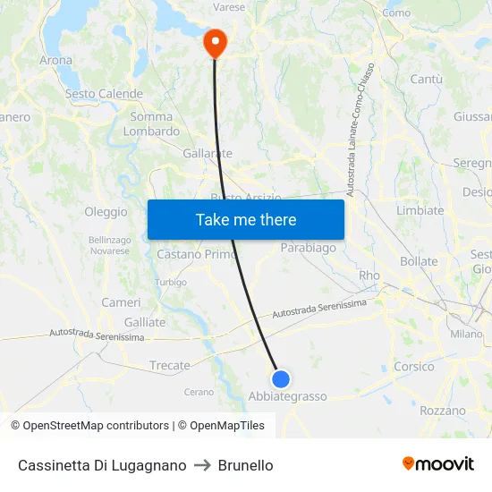 Cassinetta Di Lugagnano to Brunello map