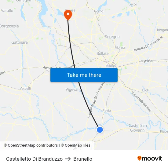 Castelletto Di Branduzzo to Brunello map