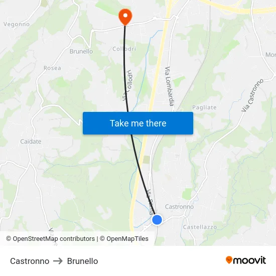 Castronno to Brunello map