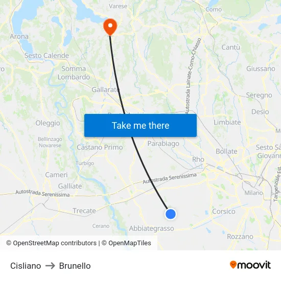 Cisliano to Brunello map