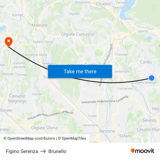 Figino Serenza to Brunello map
