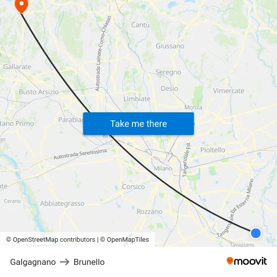 Galgagnano to Brunello map