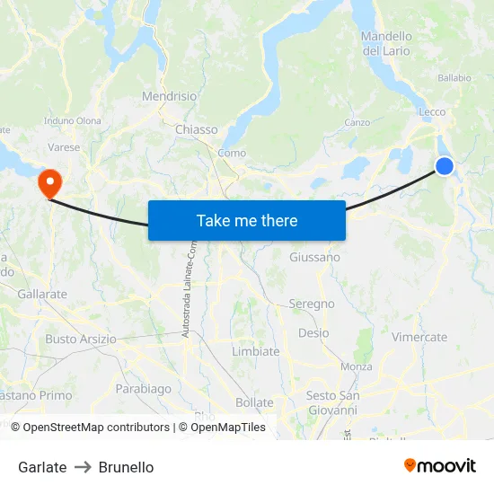 Garlate to Brunello map