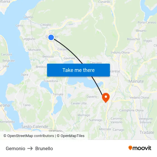 Gemonio to Brunello map