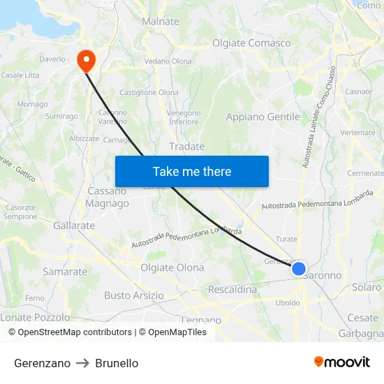 Gerenzano to Brunello map