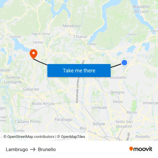 Lambrugo to Brunello map