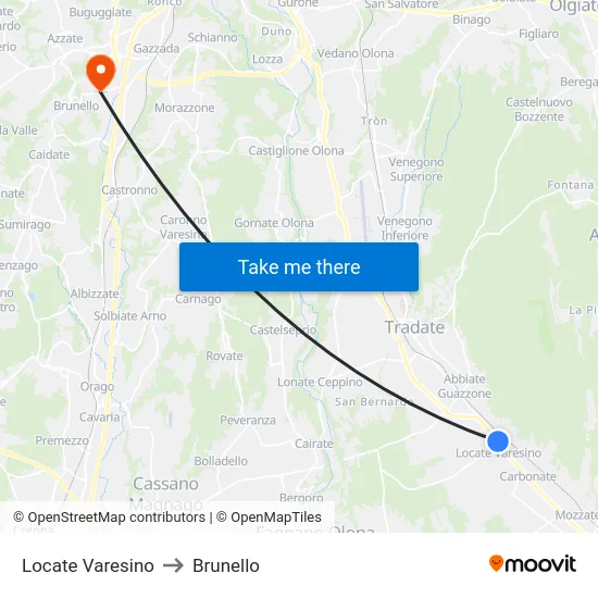 Locate Varesino to Brunello map