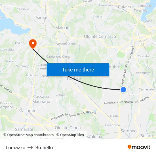 Lomazzo to Brunello map