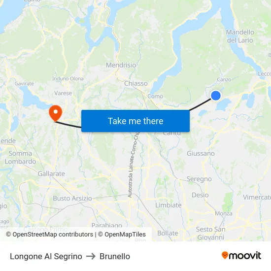 Longone Al Segrino to Brunello map