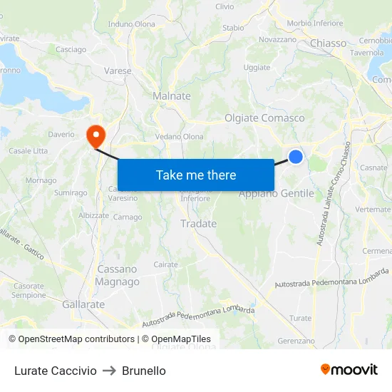 Lurate Caccivio to Brunello map