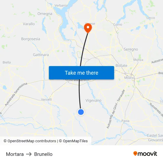 Mortara to Brunello map