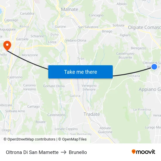 Oltrona Di San Mamette to Brunello map