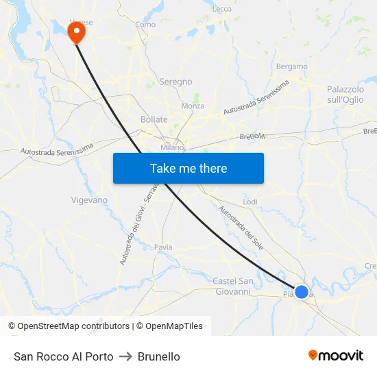 San Rocco Al Porto to Brunello map