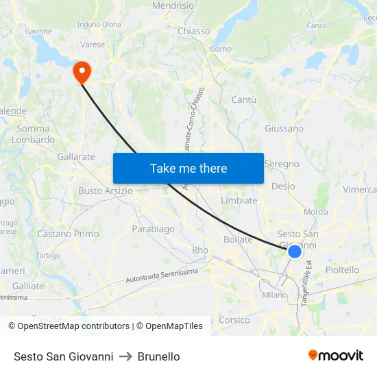 Sesto San Giovanni to Brunello map
