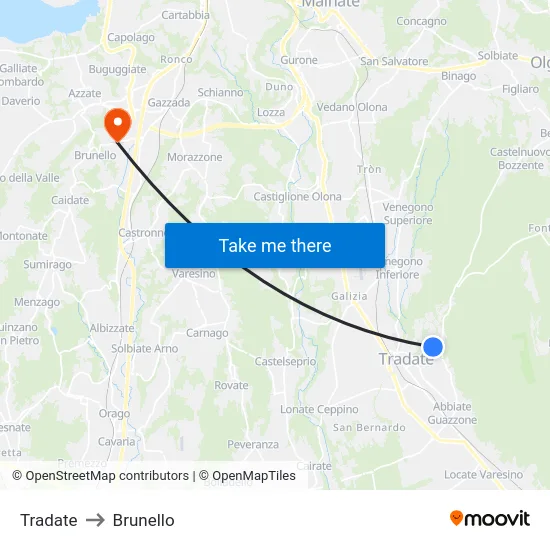 Tradate to Brunello map