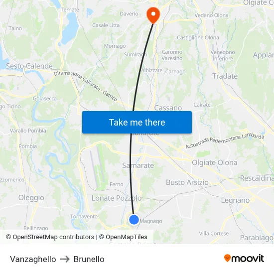 Vanzaghello to Brunello map