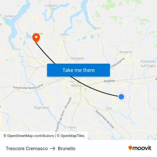 Trescore Cremasco to Brunello map