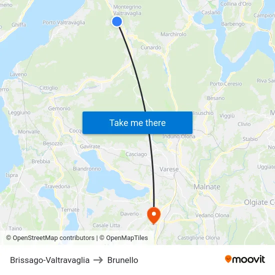 Brissago-Valtravaglia to Brunello map